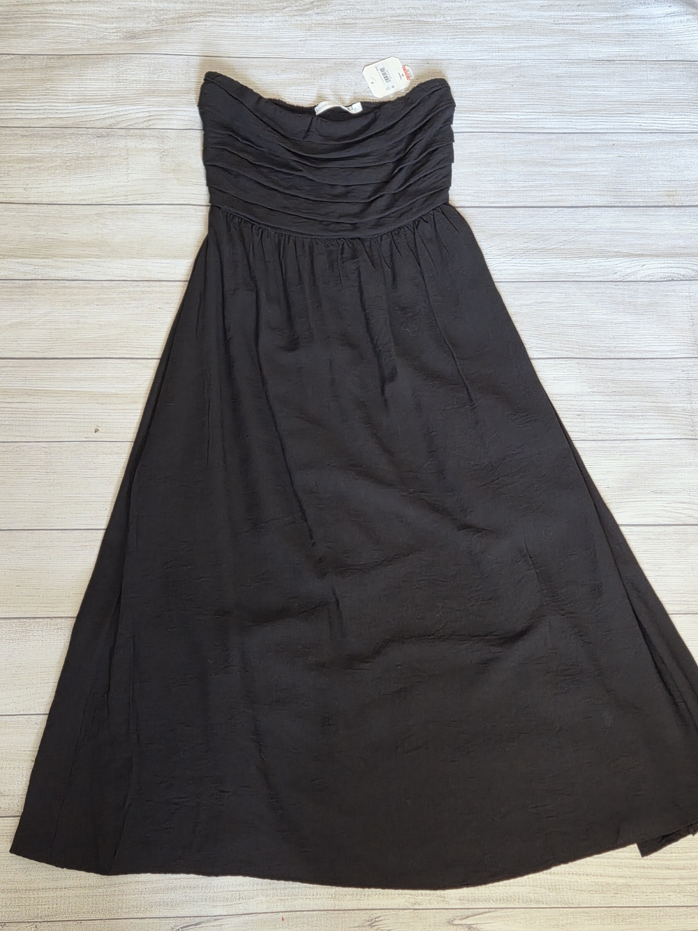 Altar'd State Strapless Black Maxi Dress with Ruched Bodice